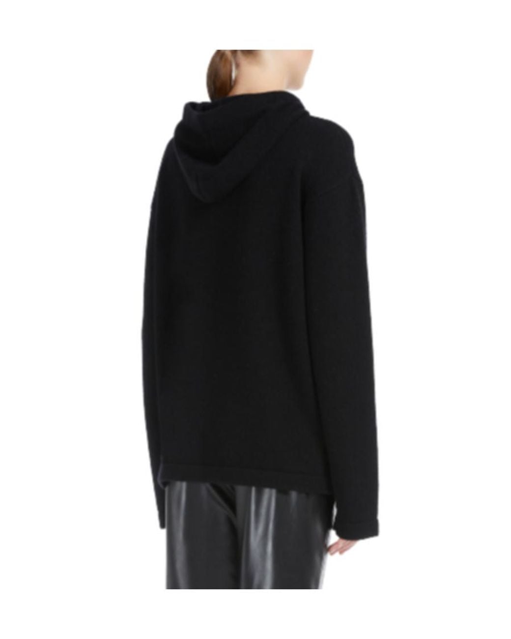 Max Mara Black Hooded Knit Pullover