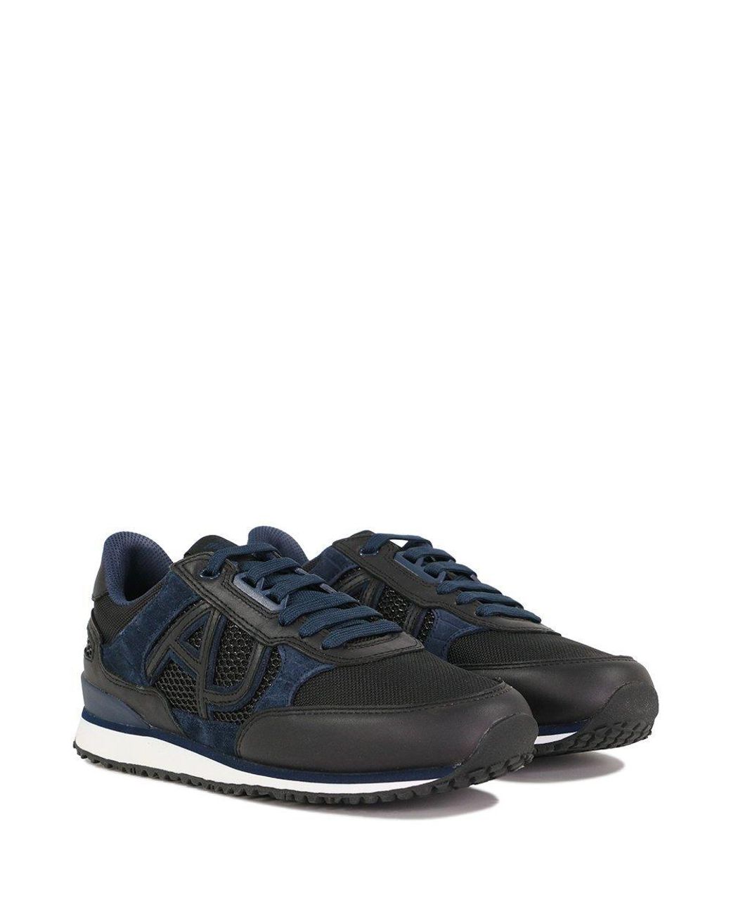 Armani Jeans Blue Strap-Up Casual Sneakers for men