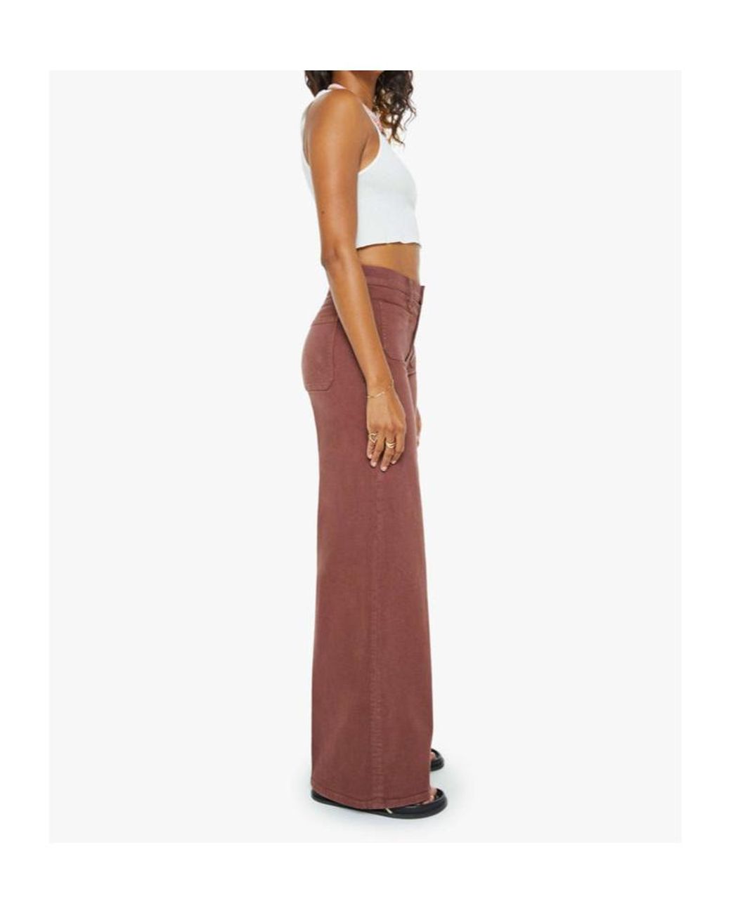 Mother Red Patch Pocket Wide-Leg Jeans