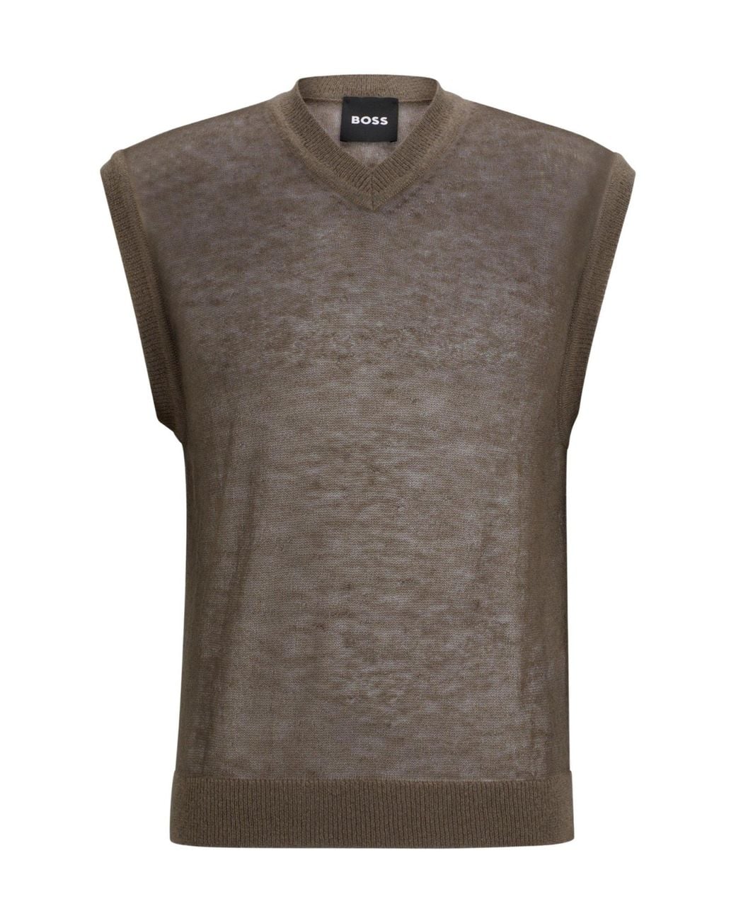 Boss Gray V-Neck Knit Vest for men