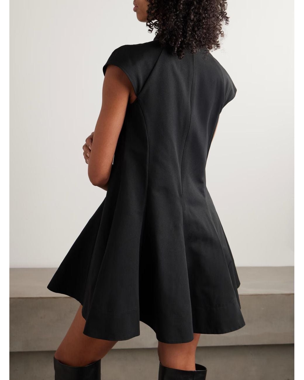 Staud Black Ellie Paneled Cotton-Blend Faille Mini Dress
