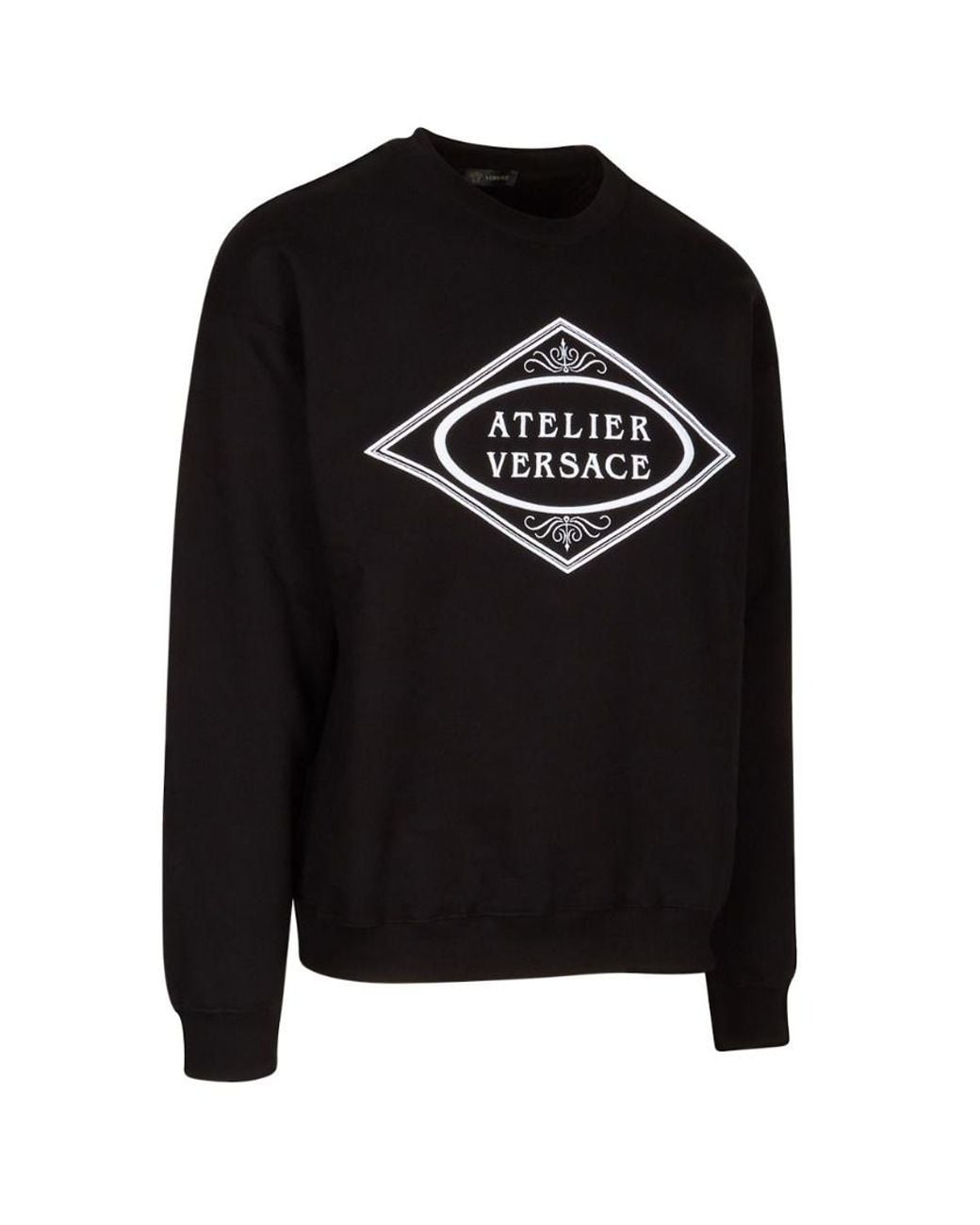 Versace Black Embroidered Slogan Sweatshirt for men