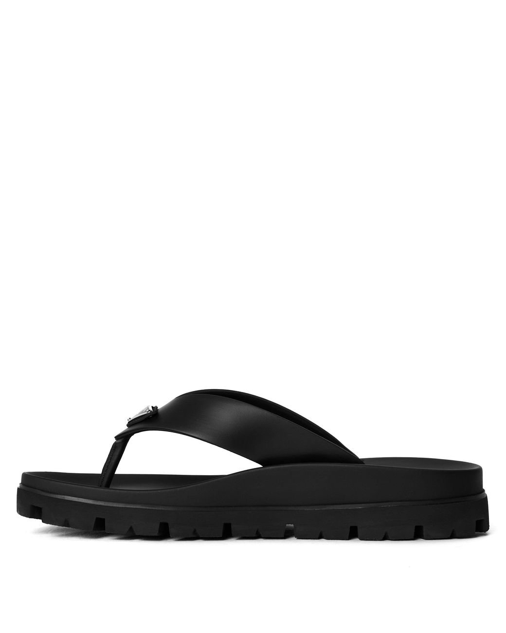 Prada Black Rubber Thong Sandals for men
