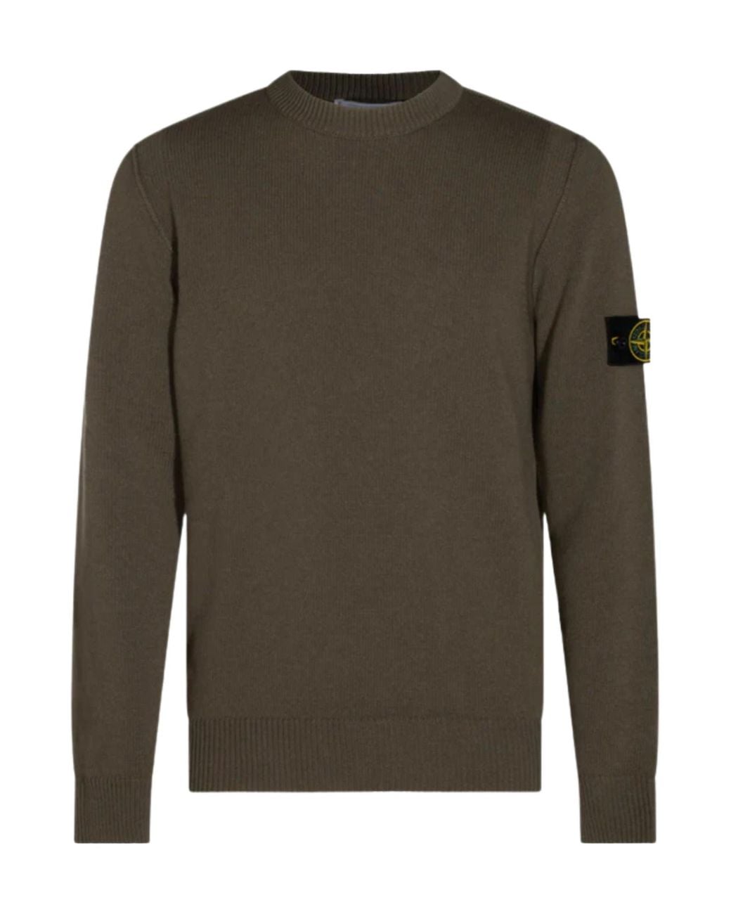 Stone Island Green Logo Patch Knitted Sweater for men