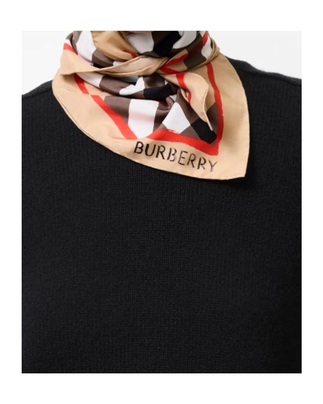 Burberry White Watercolour Check Silk Scarf