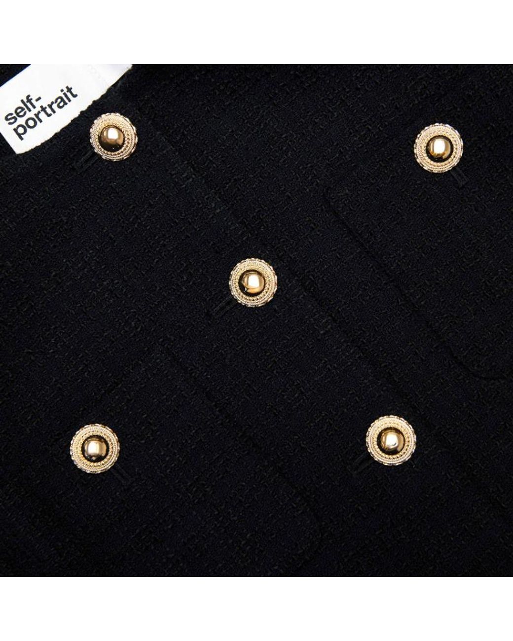 Self-Portrait Black Boucle Fur Cuff Jacket