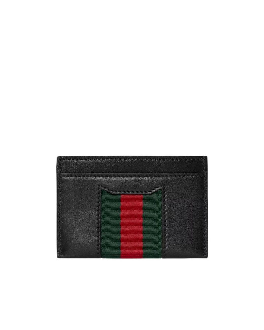 Gucci Black Horsebit Web Card Case