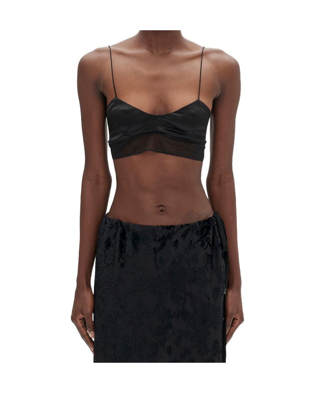 Ann Demeulemeester Black Scoop-Neck Cropped Top