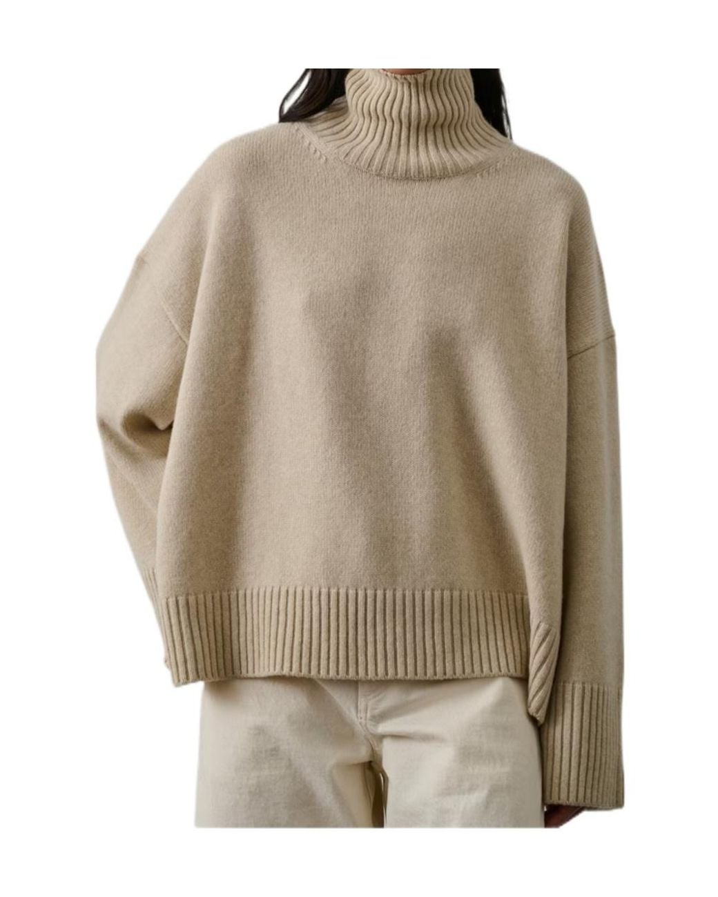 Soeur Natural High-Neck Long-Sleeved Sweater