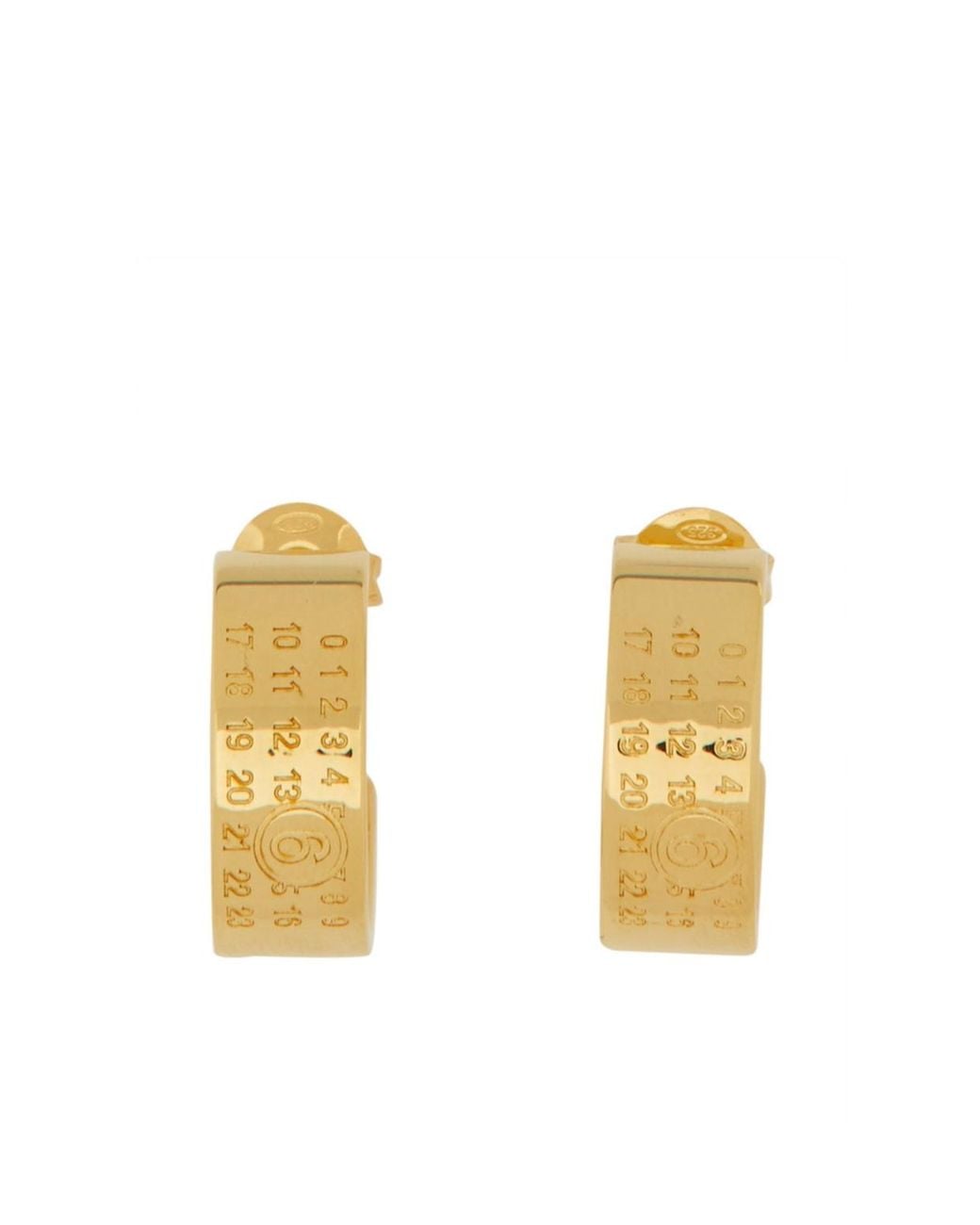 MM6 by Maison Margiela Metallic Numeric Engraved Hoop Earrings for men
