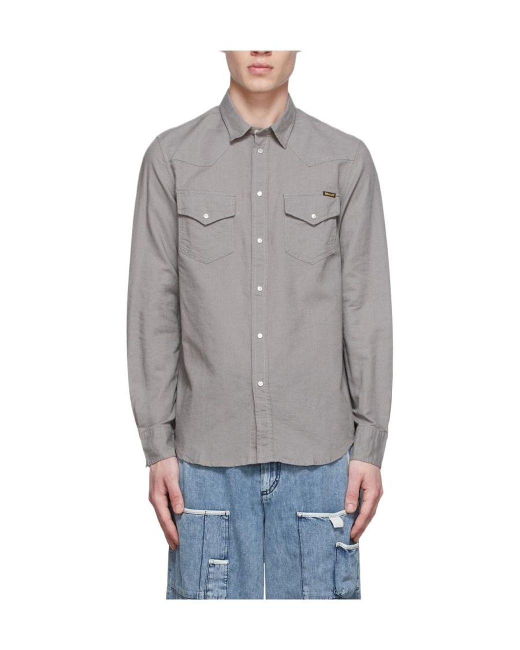 DIESEL Gray Western Long-Sleeve Shirt for men