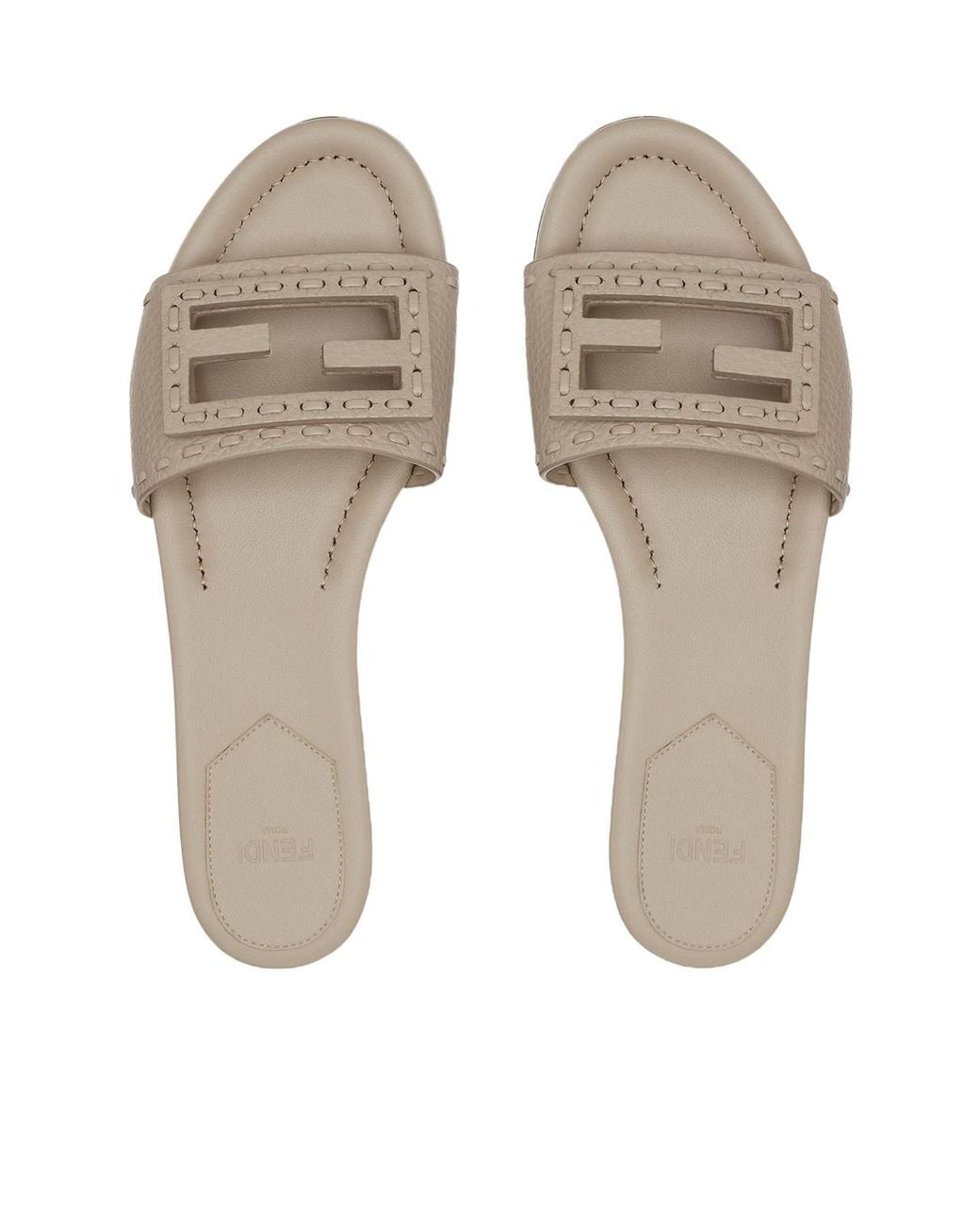 Fendi White Baguette Ff Slip-On Slides