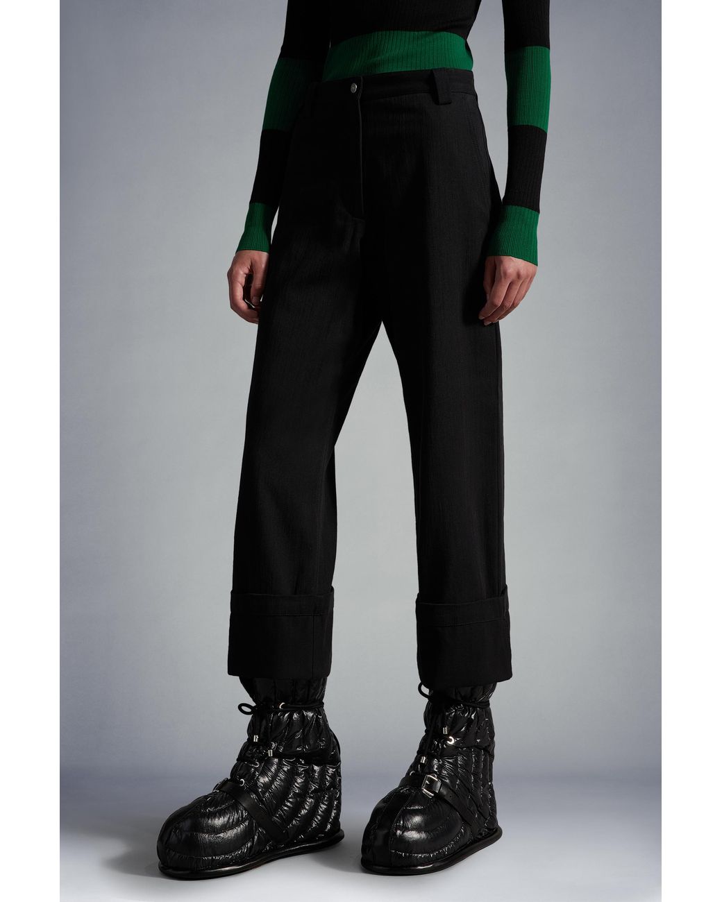 Moncler Black 1952 Button Detailed Wide Leg Trousers
