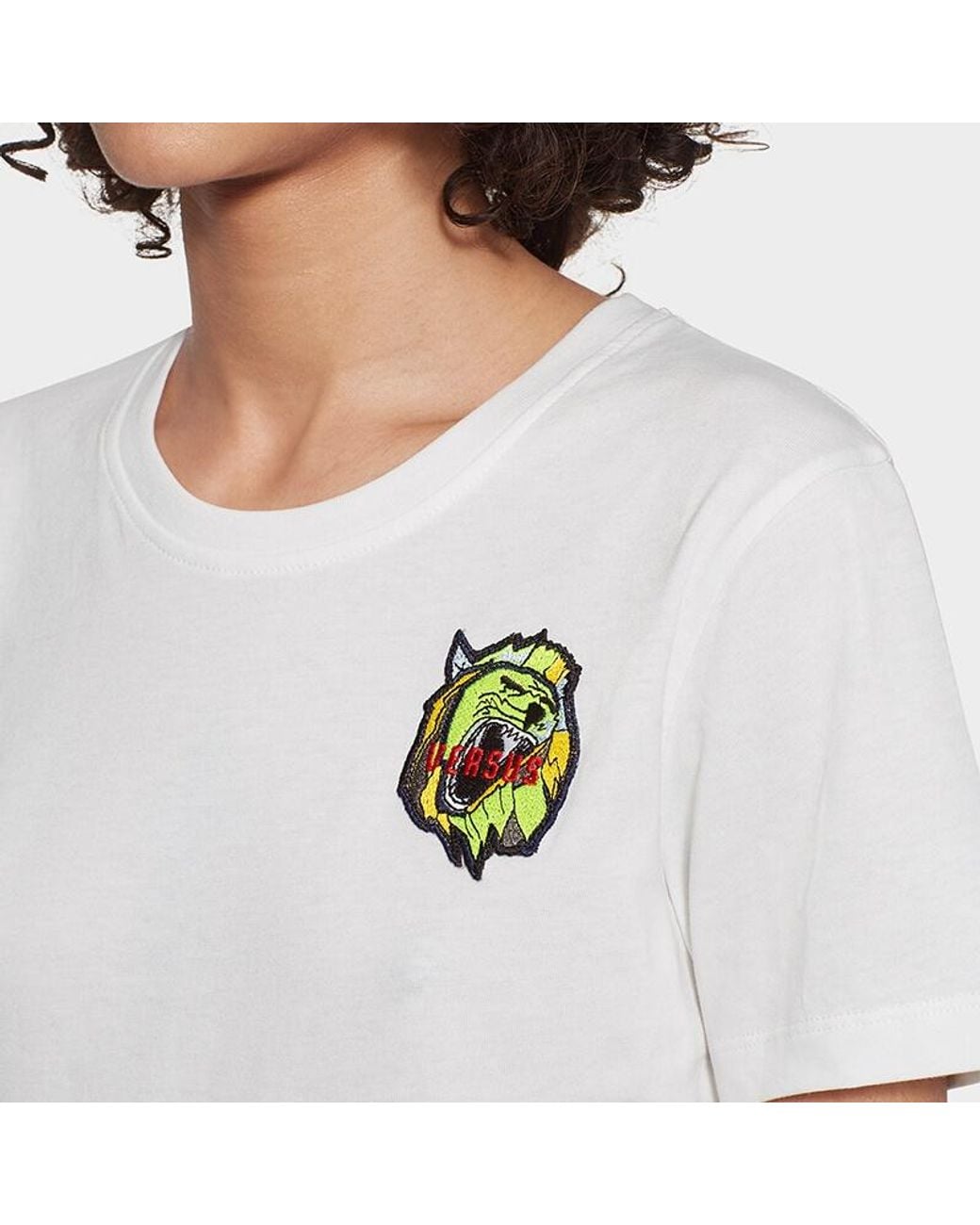 Versace White Wolf Appliqué Short-Sleeve T-Shirt