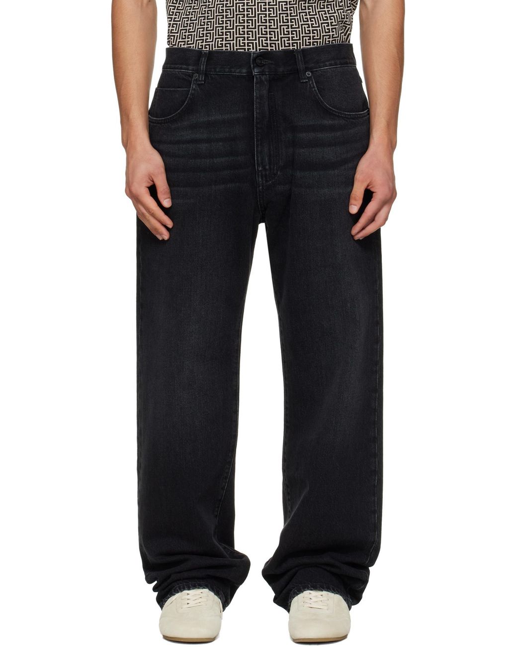Balmain Black Loose Fit Denim Jeans for men