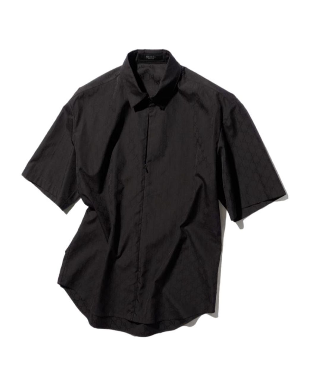 Gucci Black Gg Cotton Poplin Zip Shirt for men