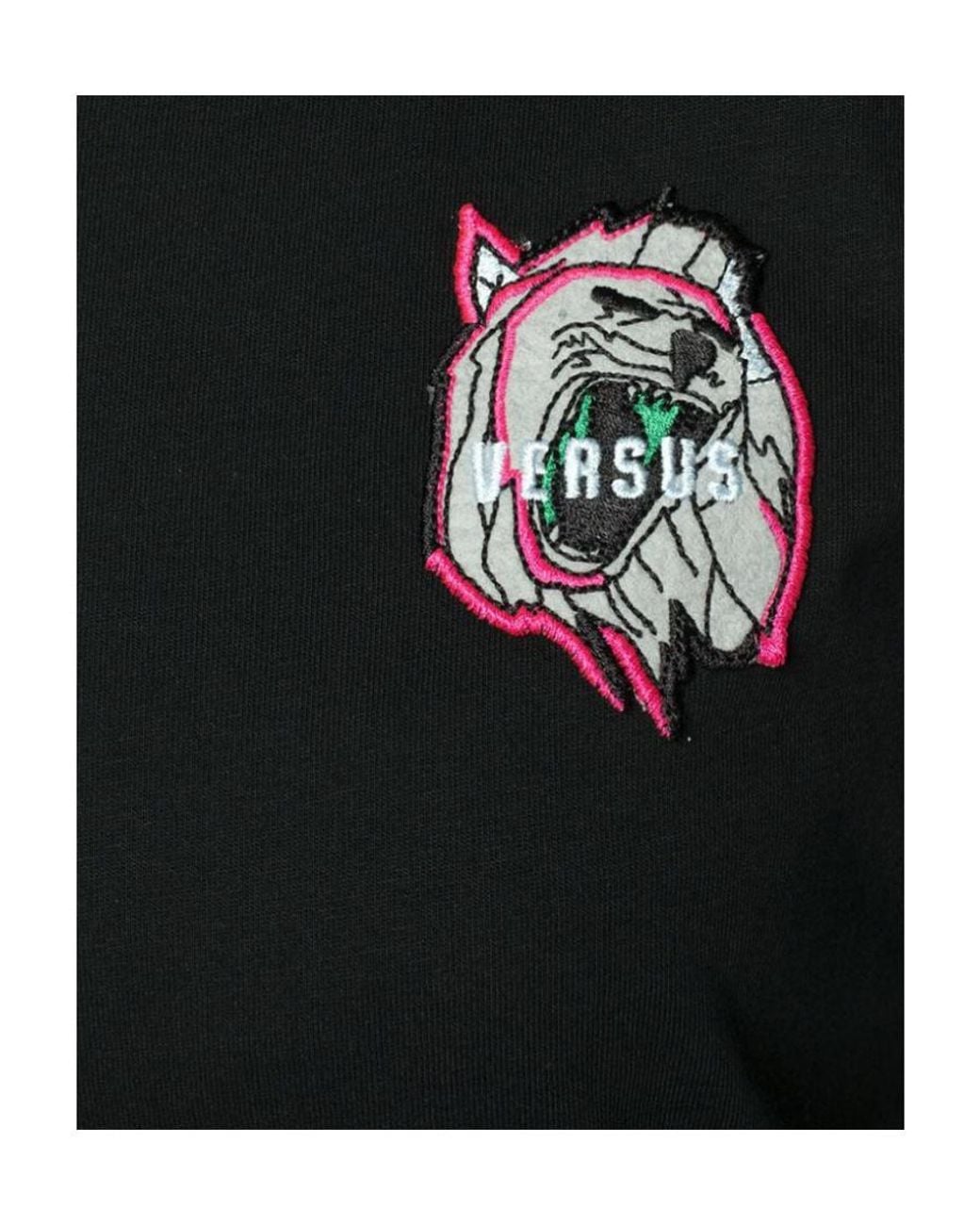 Versace Black Wolf Appliqué Short-Sleeve T-Shirt