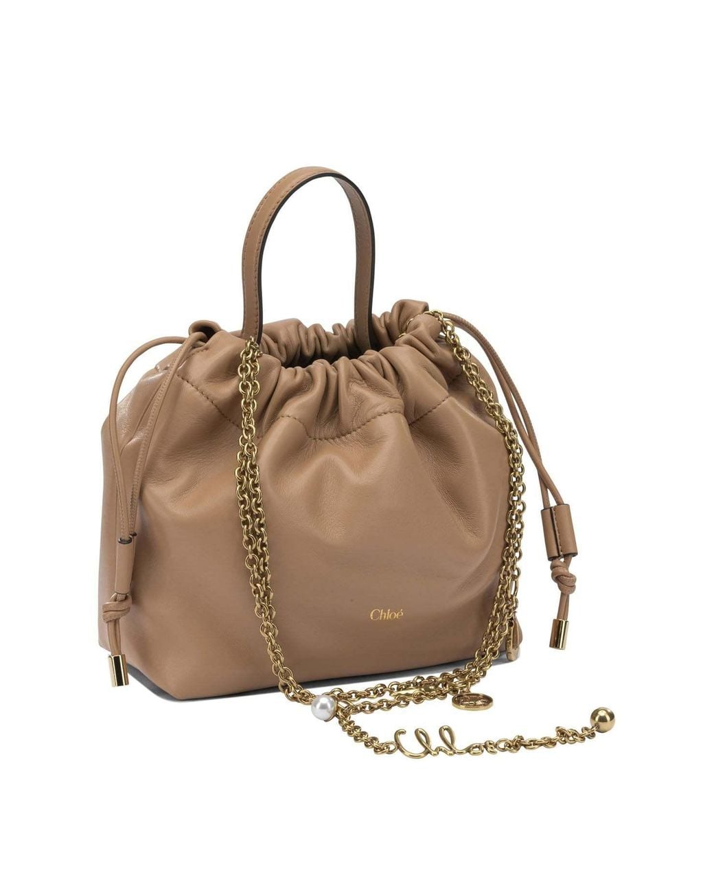 Chloé Brown Chloé Icons Small Drawstring Shoulder Bag
