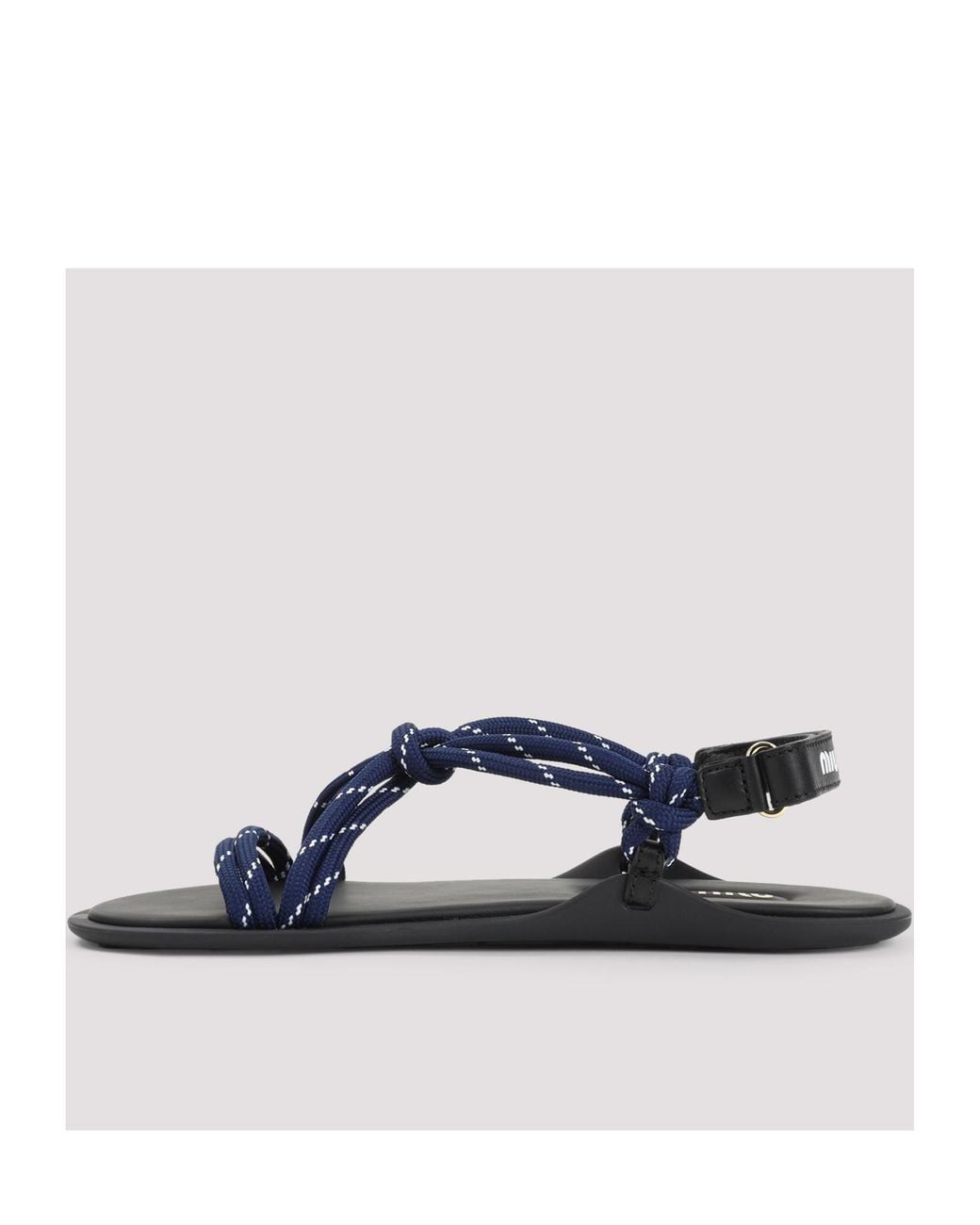 Miu Miu Blue Riviere Cord And Leather Sandals