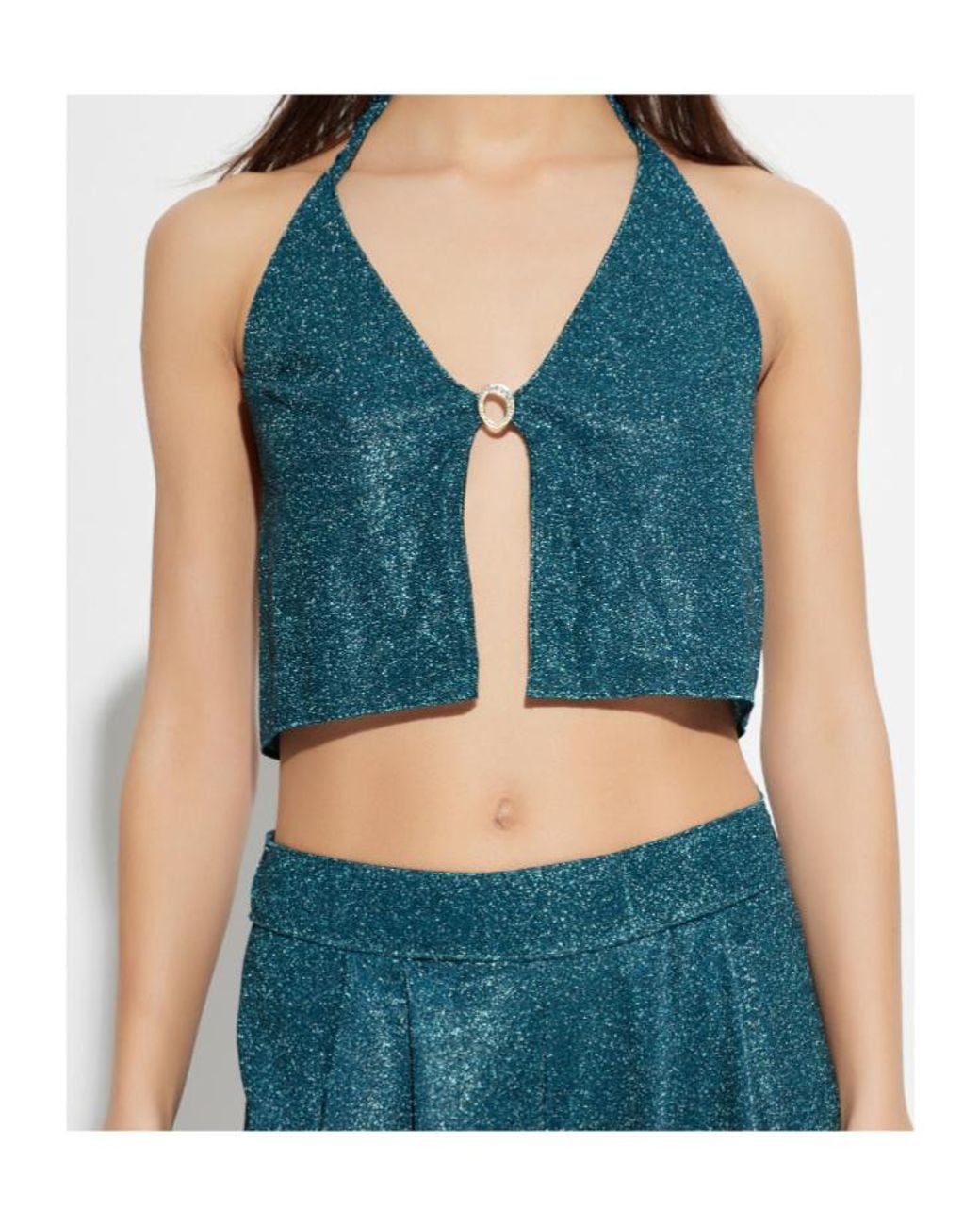 Oseree Blue V-Neck Top