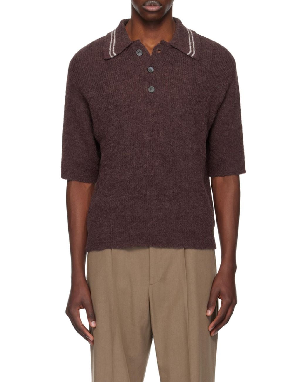 Our Legacy Red Traditional Knitted Polo Shirt for men