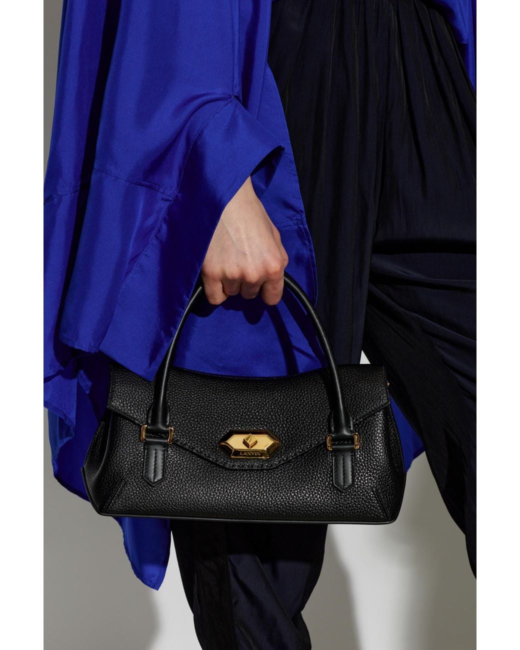 Lanvin Black Logo Detailed Tote Bag