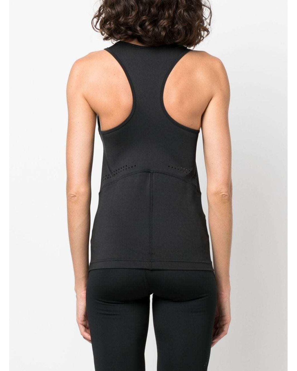 Adidas By Stella McCartney Black Logo Printed Racerback Tank Top