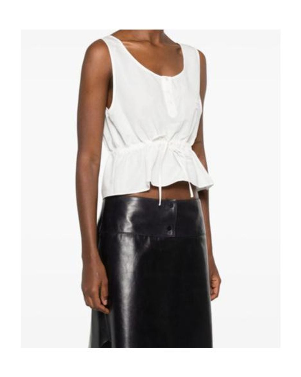 Miu Miu White Sleeveless Drawstring Top
