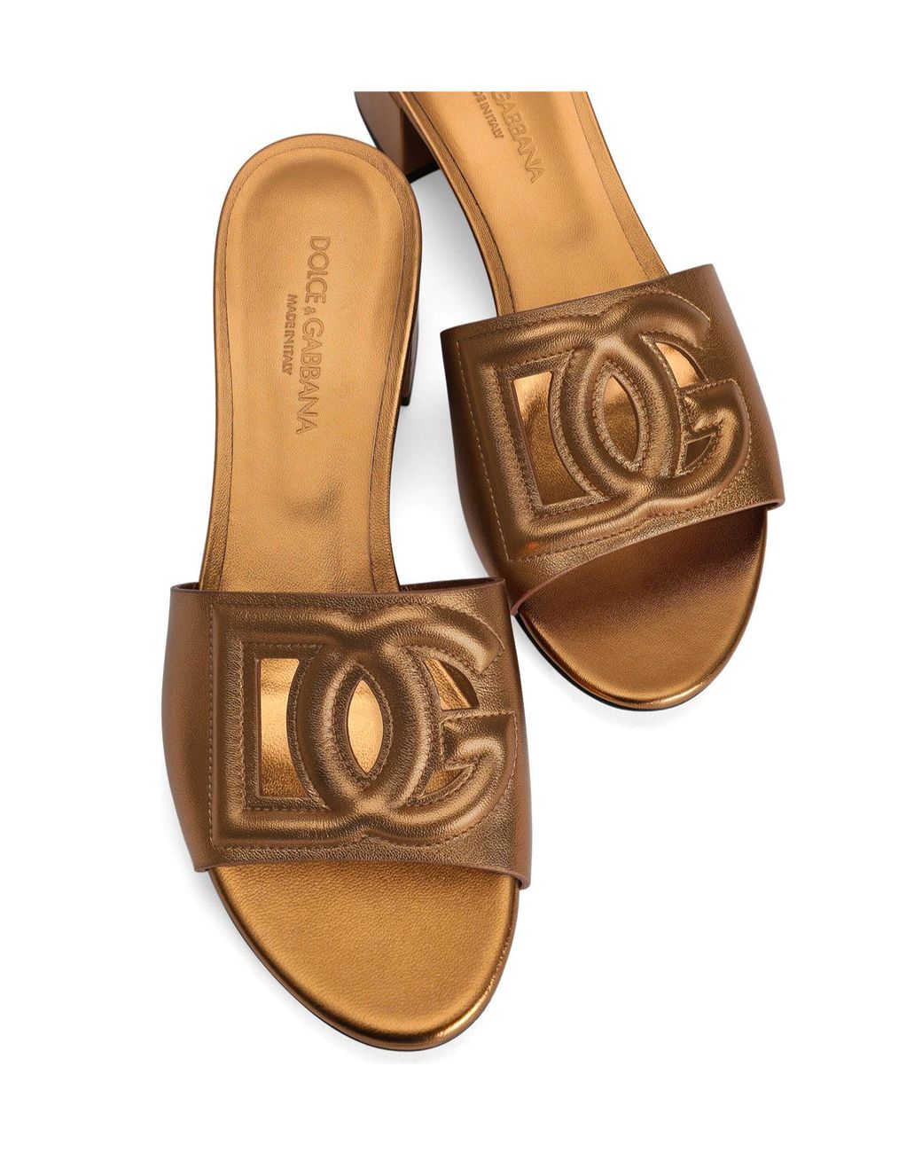 Dolce & Gabbana Brown Cut-Out Logo Slides