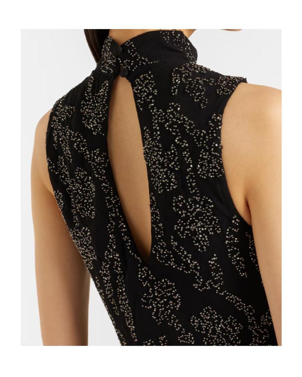 Veronica Beard Black Sylven Beaded Georgette Maxi Dress