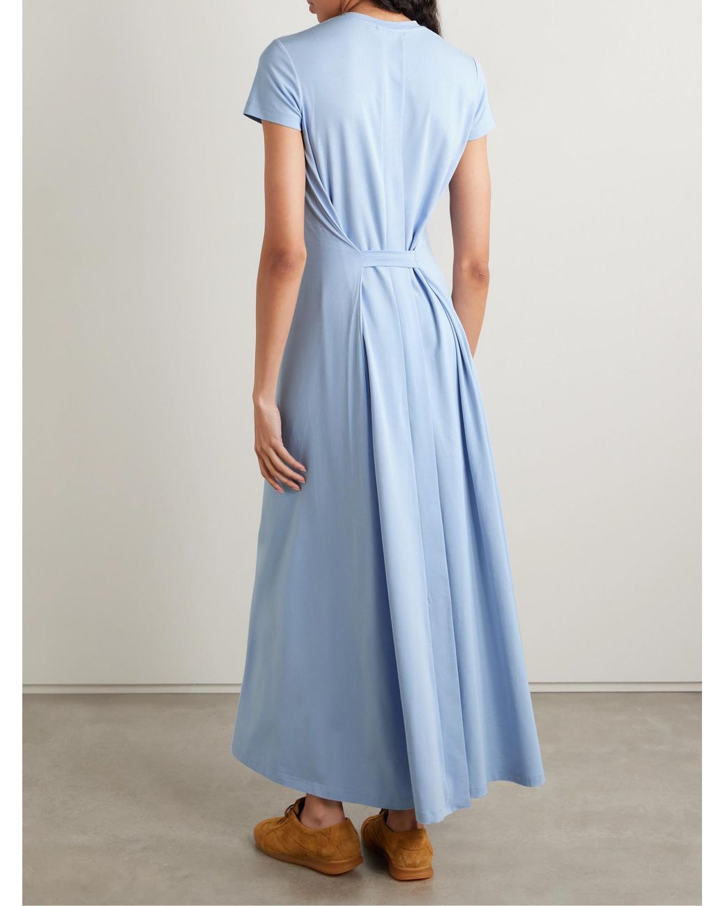 Proenza Schouler Blue Gathered Jersey Midi Dress
