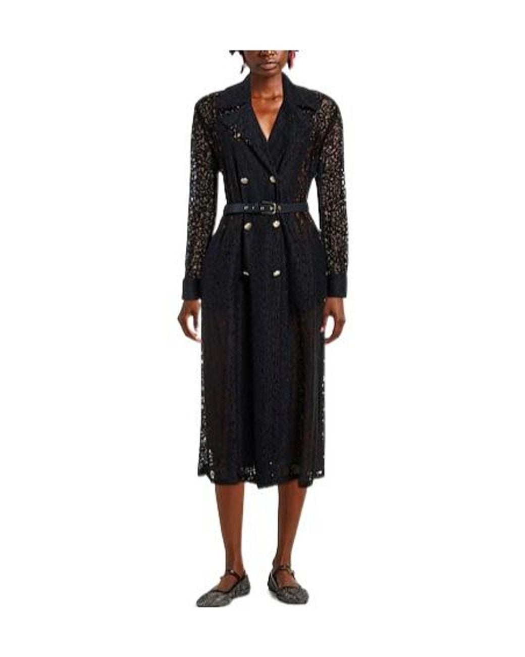 Max Mara Black Color-Blocked Long-Sleeve Shirt Dress