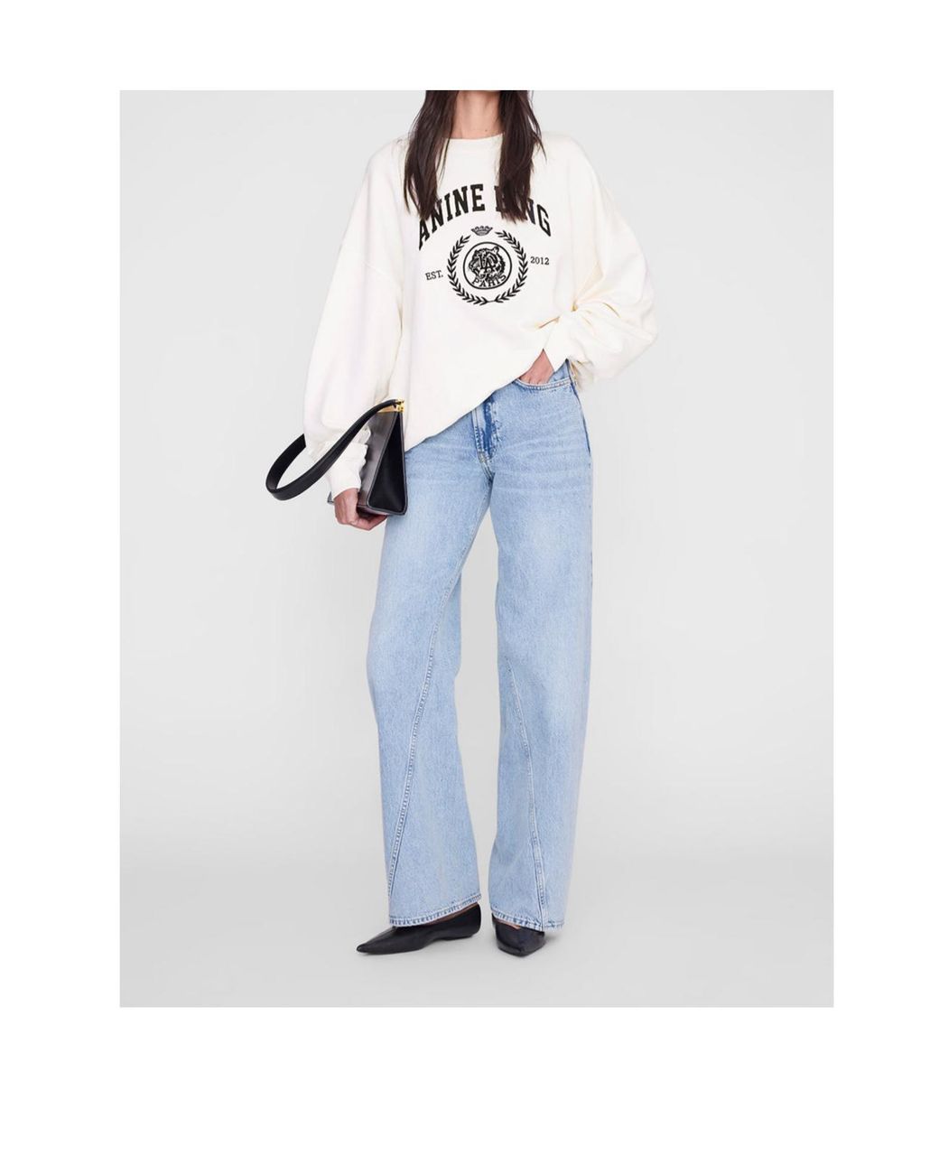Anine Bing White Miles Collegiate Logo Sweatshirt