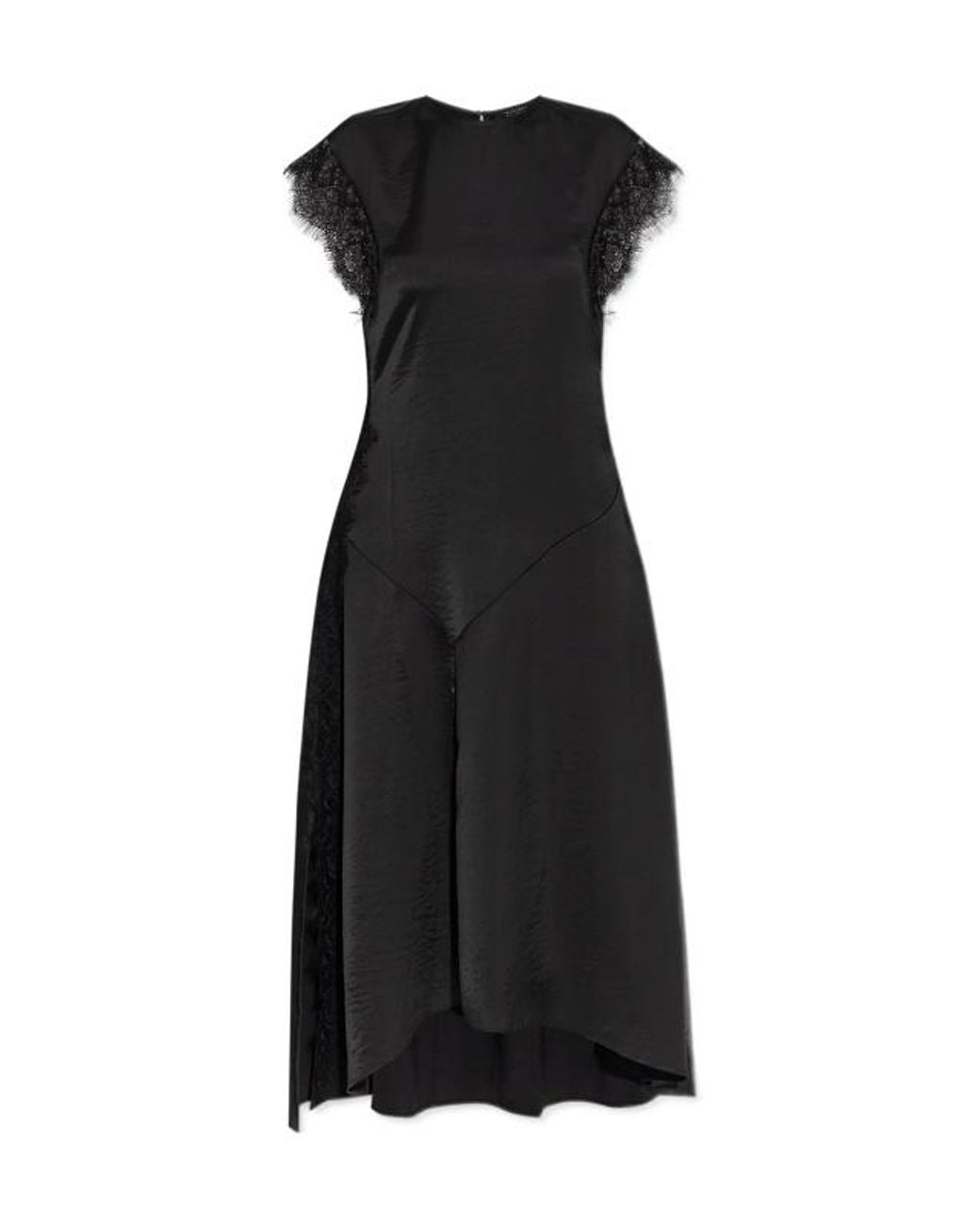 AllSaints Black Lace Trim Asymmetric Dress