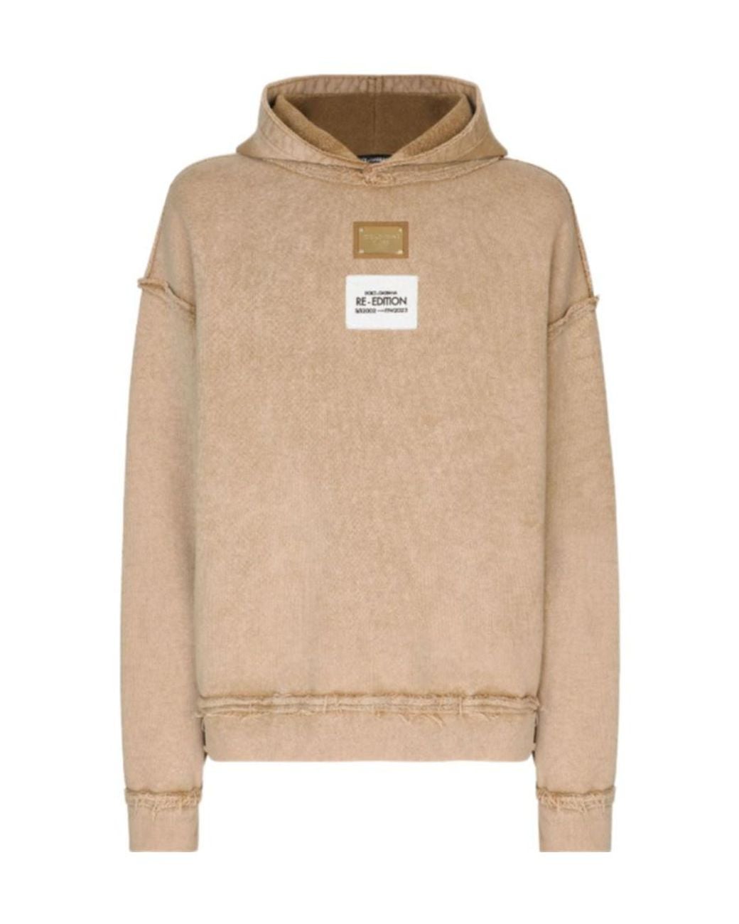 Dolce & Gabbana Natural Logo Plaque Hoodie for men