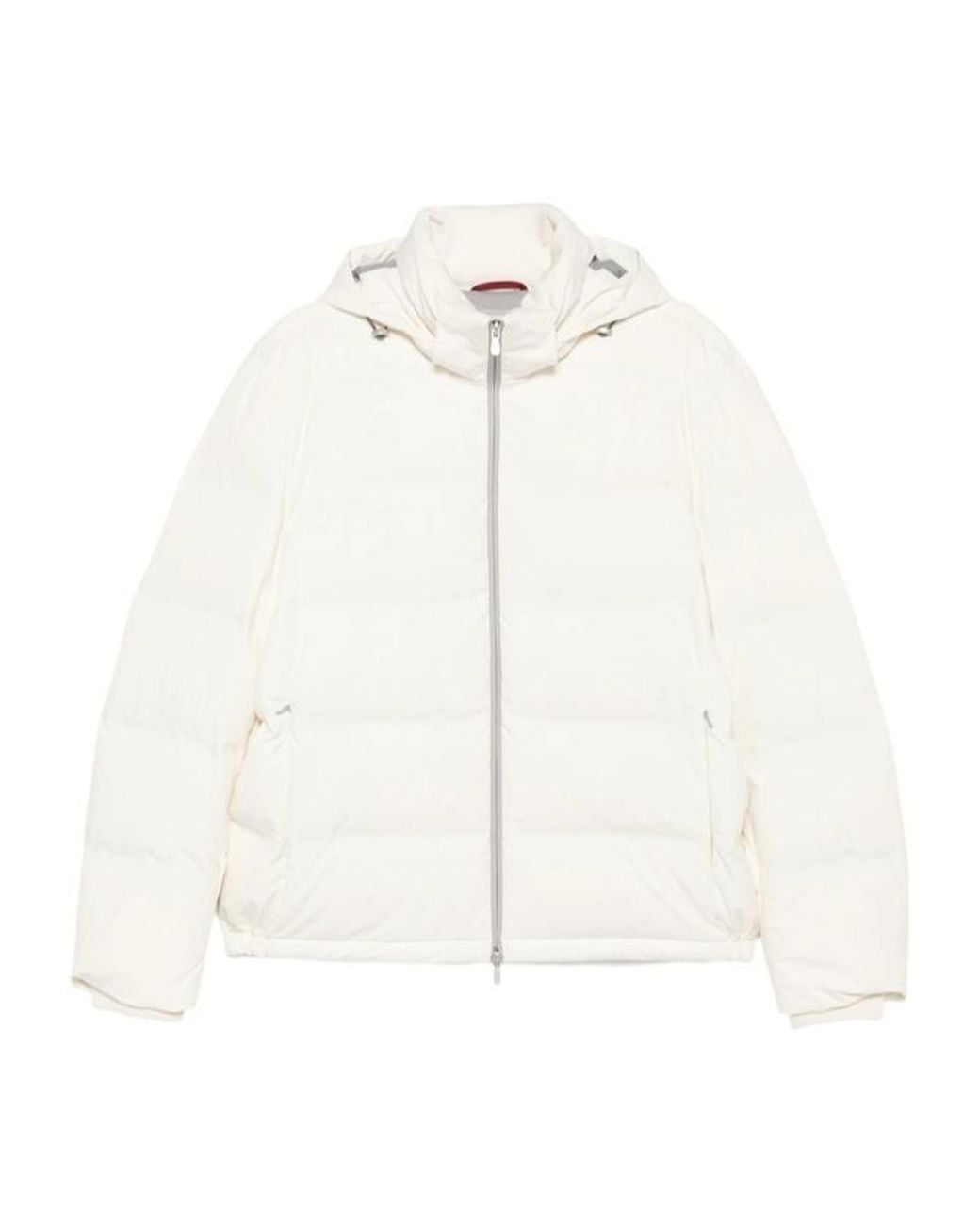 Brunello Cucinelli White Hooded Quilted Jacket