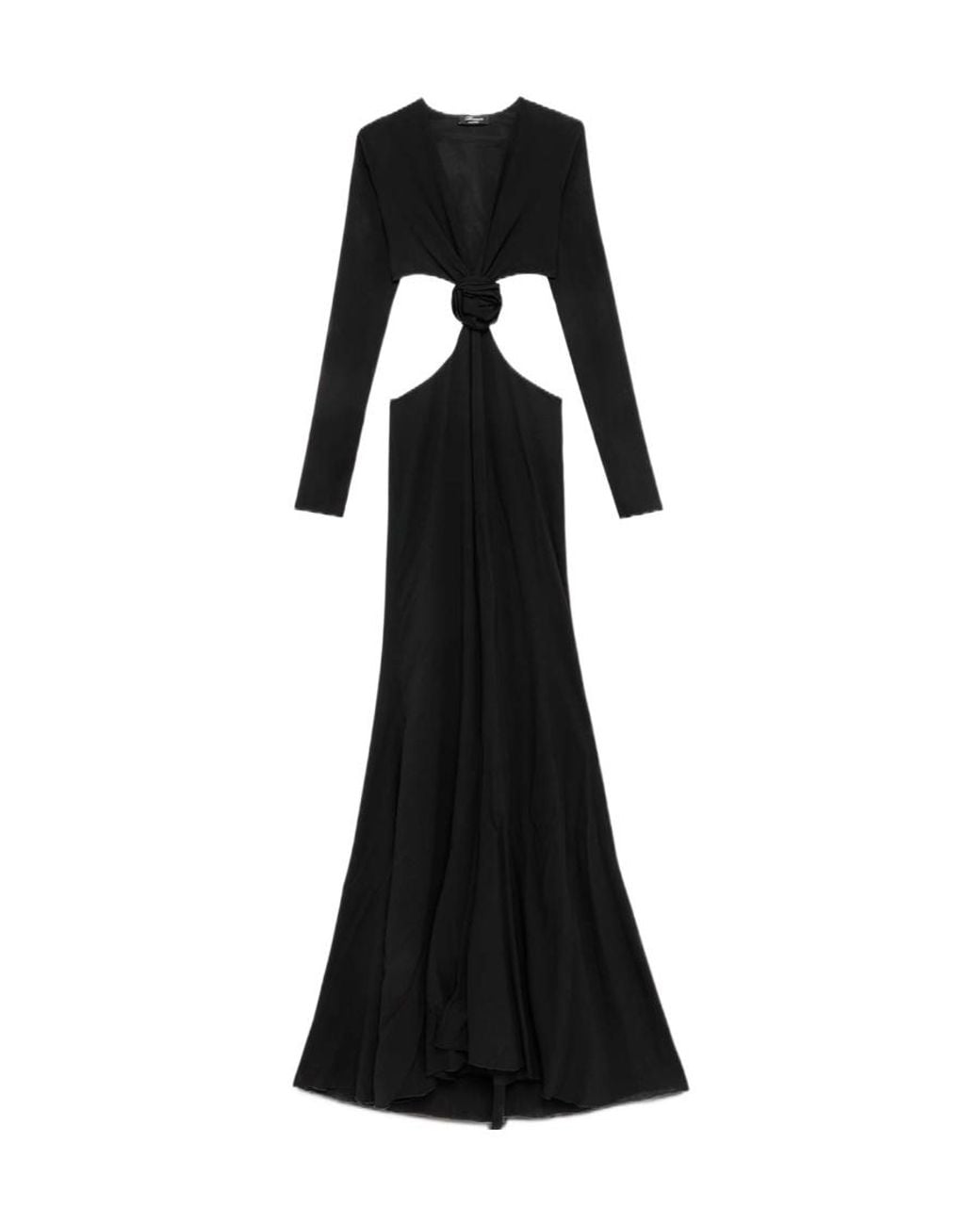 Blumarine Black Rose Detailed Cut-Out Long Dress