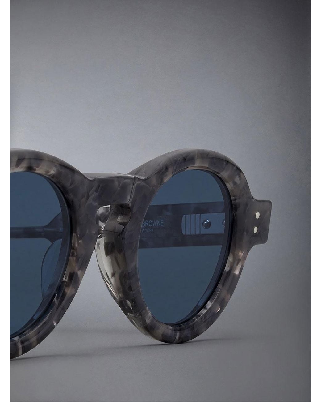 Thom Browne Blue Tortoiseshell Round-Frame Sunglasses for men