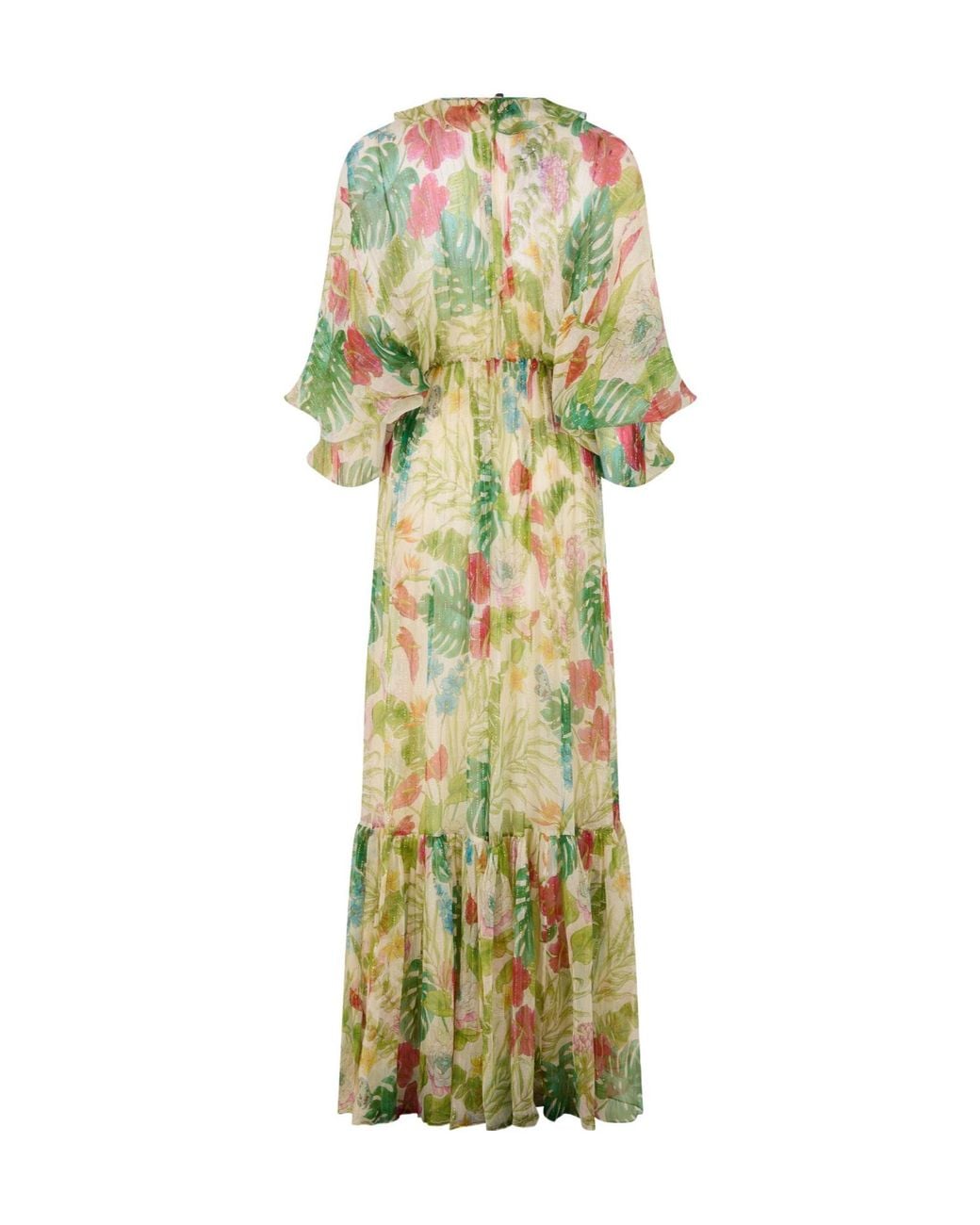 Gucci Green Printed Silk Long Maxi Dress