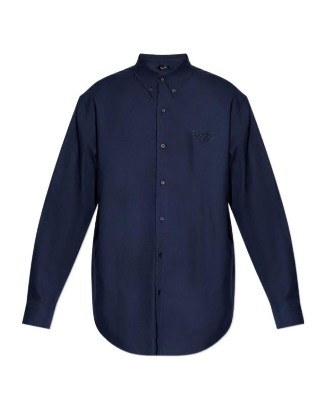 Balmain Blue Collared Long-Sleeve Poplin Shirt for men