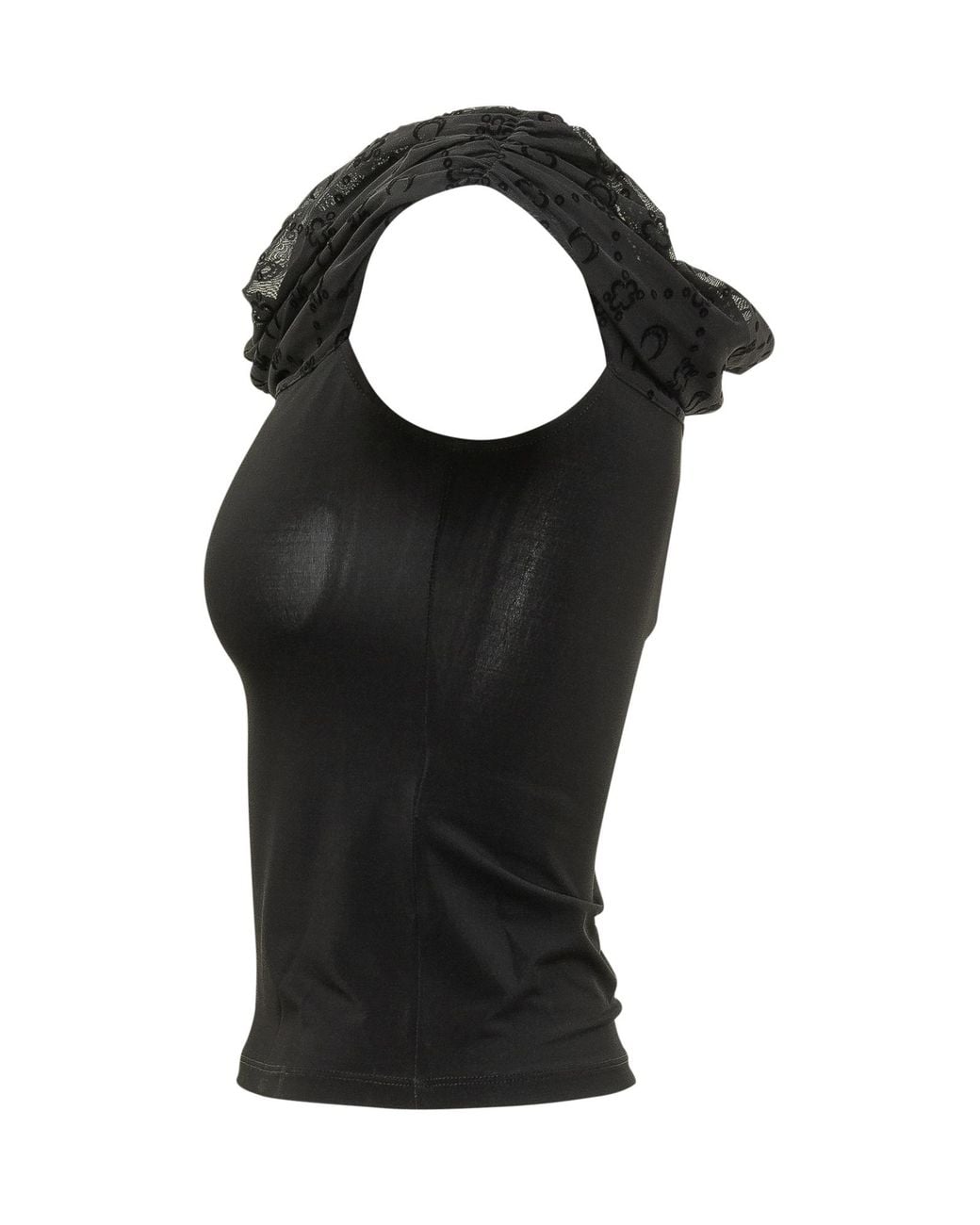 MARINE SERRE Black Draped Bustier Top