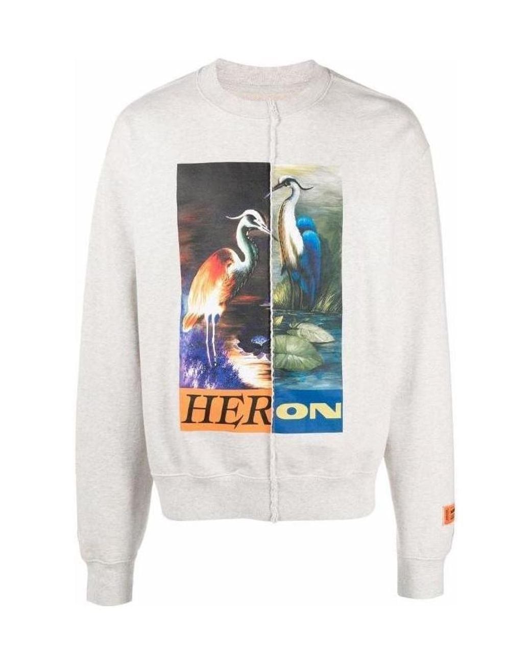 Heron Preston White Split Heron Crew-Neck T-Shirt for men