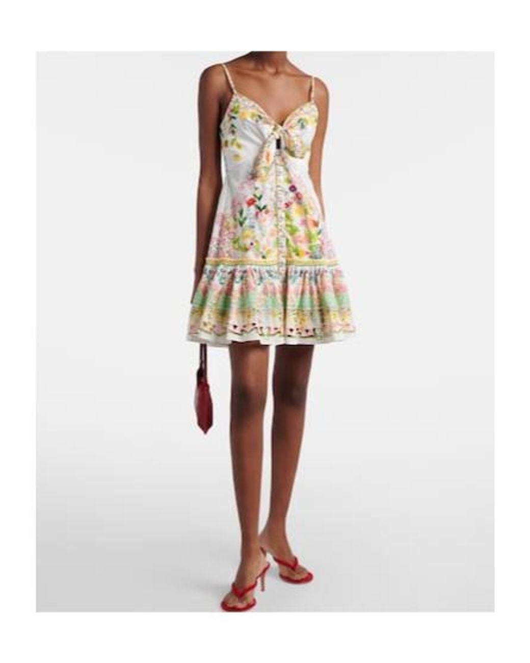 Camilla White Bow-Detail Floral Cotton Minidress