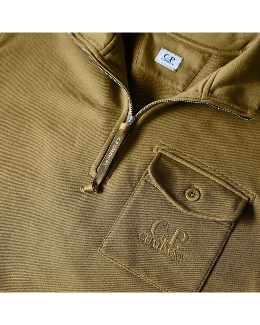 C P Company Green Neck Long Sleeve Sweat Top for men