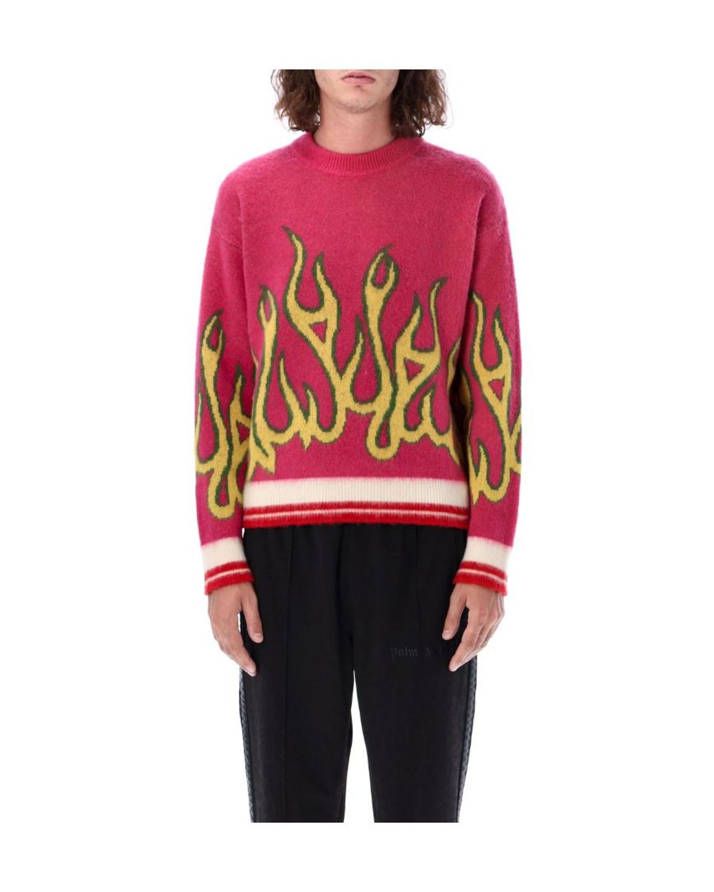 Palm Angels Red Burning Drop-Shoulder Jumper for men