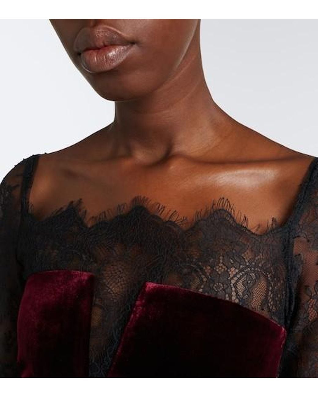 Roland Mouret Purple Lace-Trimmed Velvet Gown