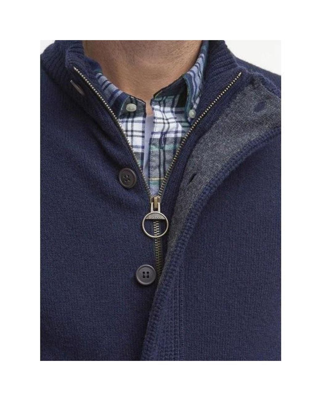Barbour Blue High-Neck Cardigan for men