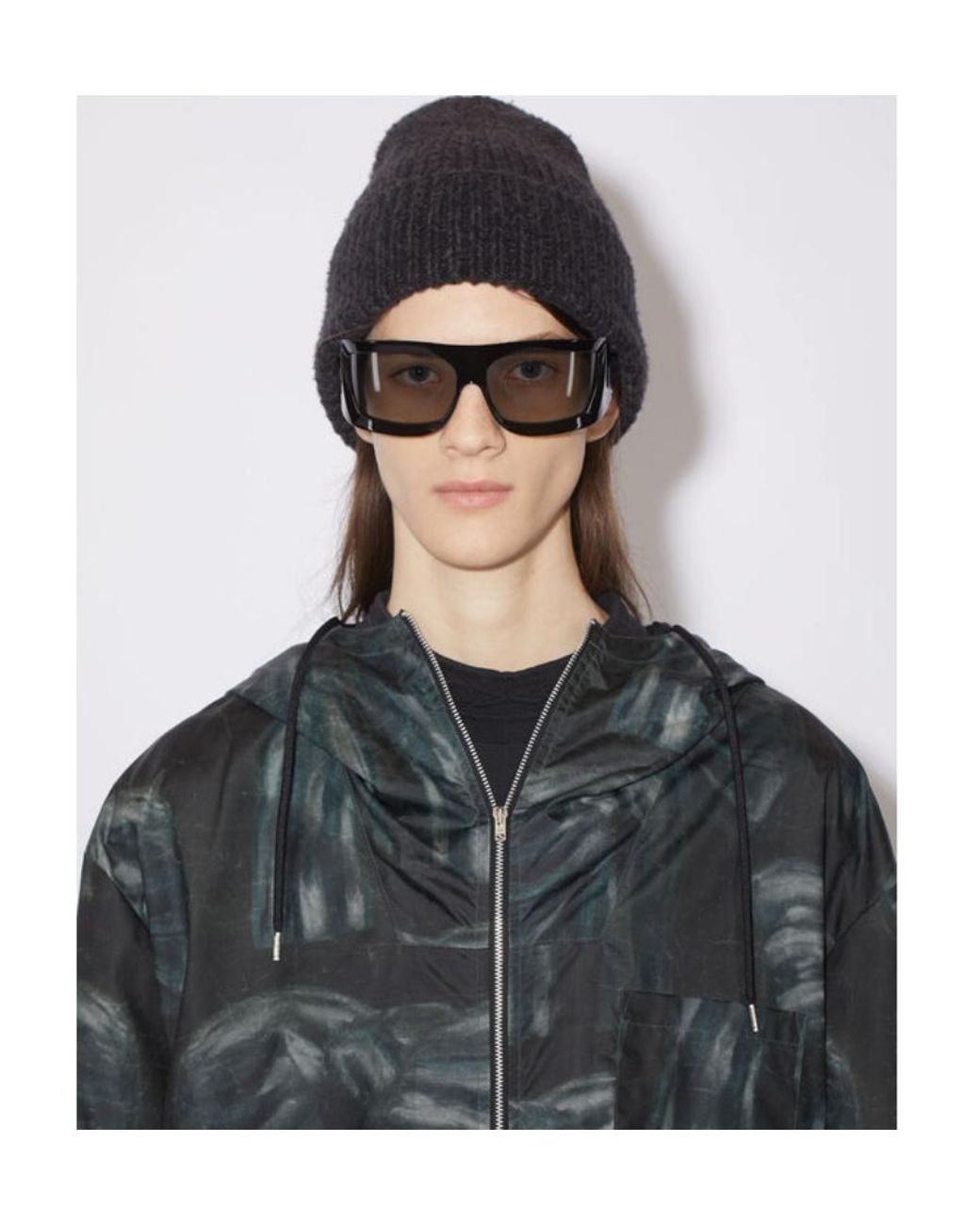 Acne Blue Ribbed Knit Beanie Hat for men