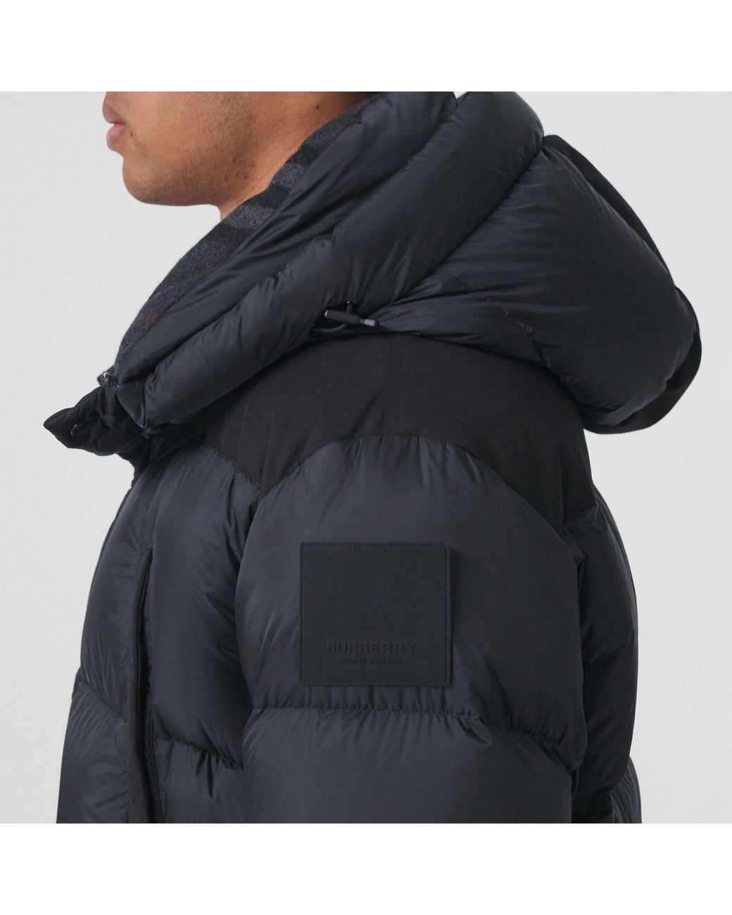 Burberry Blue Logo Appliqué Nylon Puffer Coat for men