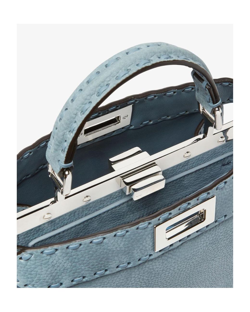 Fendi Blue Peekaboo Iseeu Small Top Handle Bag